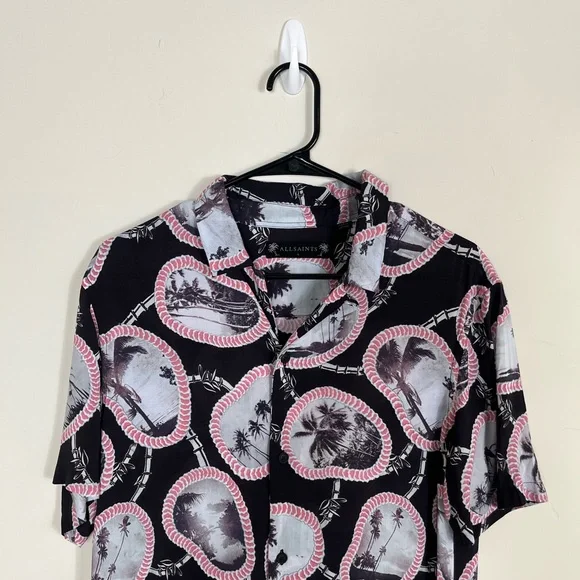 All Saints Islandz Palm Tree Print Button Down Short Sleeve - Picture 10 of 12